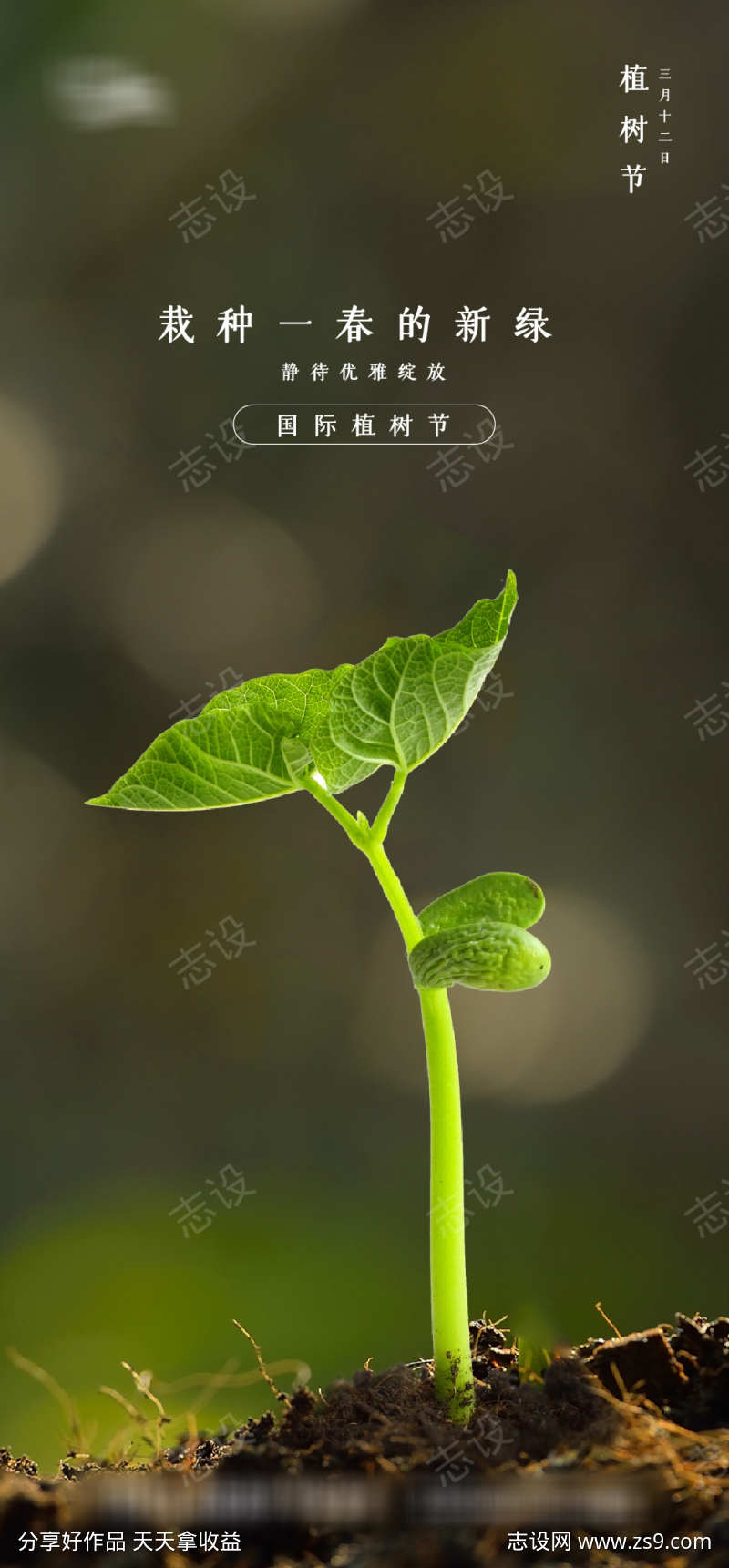 植树节节日移动端海报