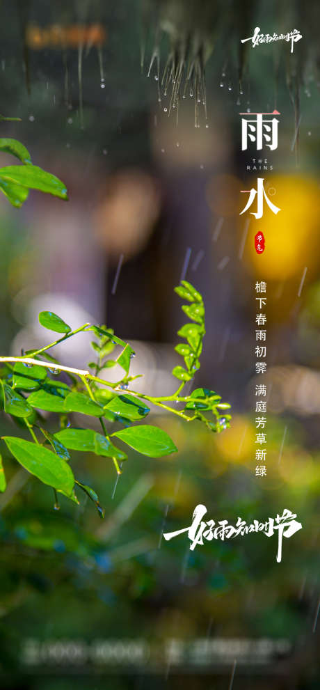 雨水节气海报_源文件下载_PSD格式_1240X2673像素-海报,二十四节气,雨水,好雨知时节,树叶-作品编号:2022021108584043-素材库-www.sucai1.cn