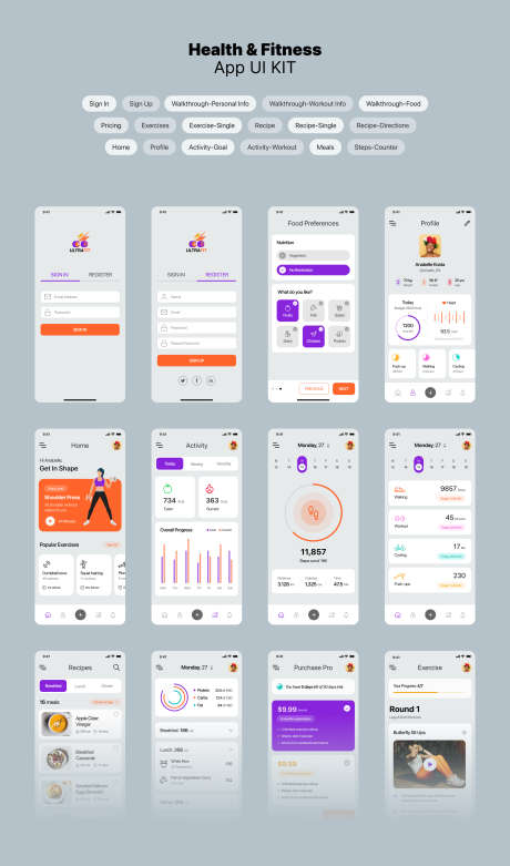 Health & Fitness App ui设计_源文件下载_2112X3586像素-素材,设计,UI设计-作品编号:2022110722046110-志设-zs9.com