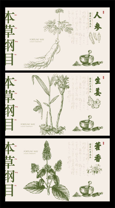 本草纲目中药展板2_源文件下载_AI格式_2857X5145像素-中药,藿香,生姜,人参,本草纲目,活动展板,背景板-作品编号:2023052509564608-素材库-www.sucai1.cn