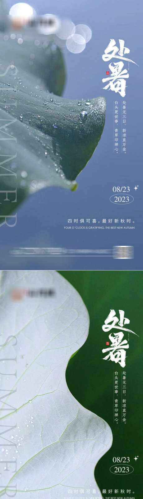 处暑节气海报_源文件下载_PSD格式_1080X4069像素-处暑,节气,海报,二十四节气,夏天,荷叶,水珠,简约,创意-作品编号:2023061817018596-志设-zs9.com