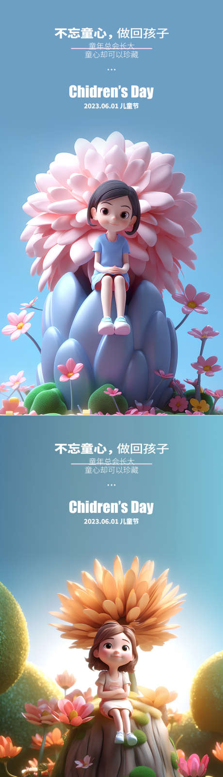 儿童节快乐_源文件下载_PSD格式_1080X4014像素-六一,c4d,公历节日,地产,海报,女孩,儿童节快乐-作品编号:2023062321345409-素材库-www.sucai1.cn