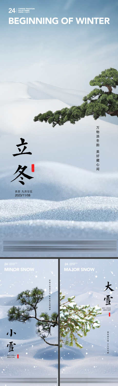 立冬小雪大雪节气海报_源文件下载_720X1560像素-寒冬,冬季,松枝,松树,雪地,节气,海报,大雪,小雪,立冬-作品编号:2023110218435715-志设-zs9.com