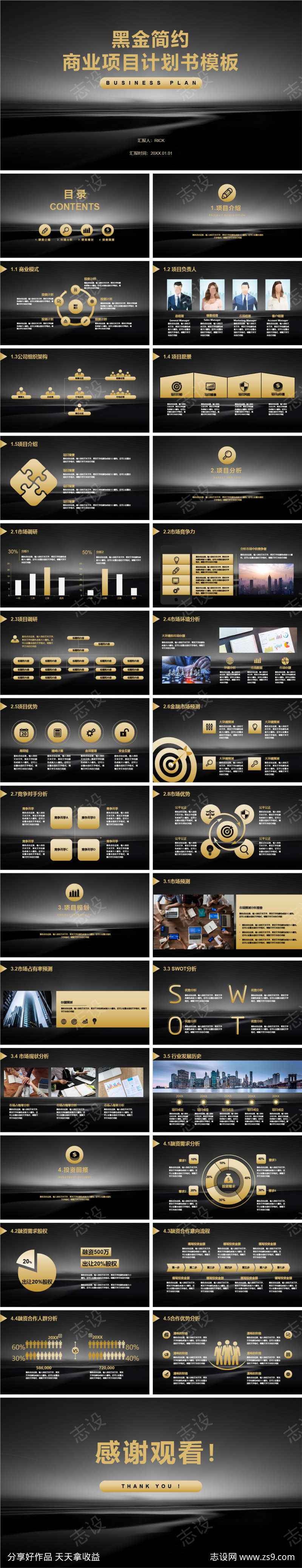 黑金简约商业项目计划书PPT模板