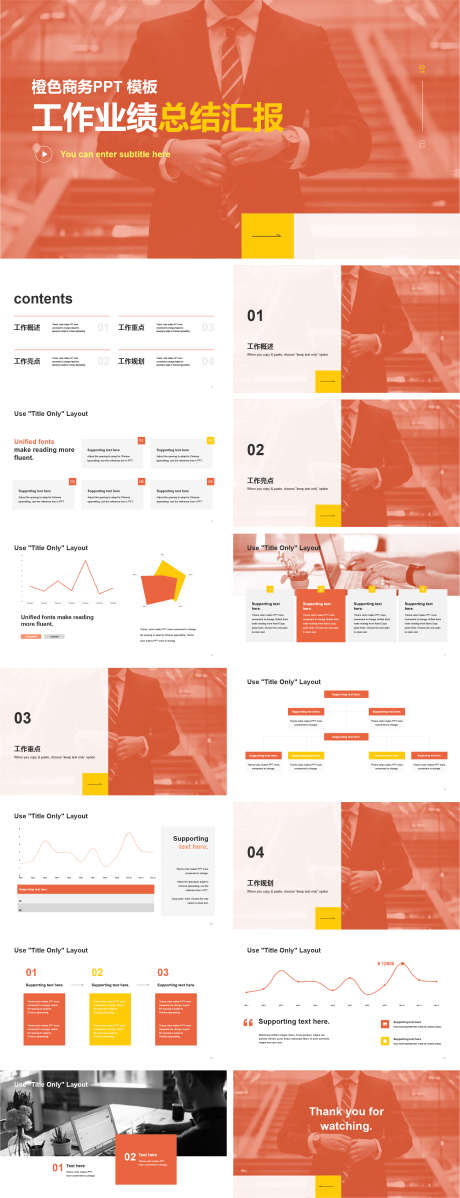 橙色商务工作业绩总结汇报PPT模板_源文件下载_其他格式格式_1840X4793像素-简约,数据,工作汇报,工作总结,商务,PPT-作品编号:2024012916374165-素材库-www.sucai1.cn