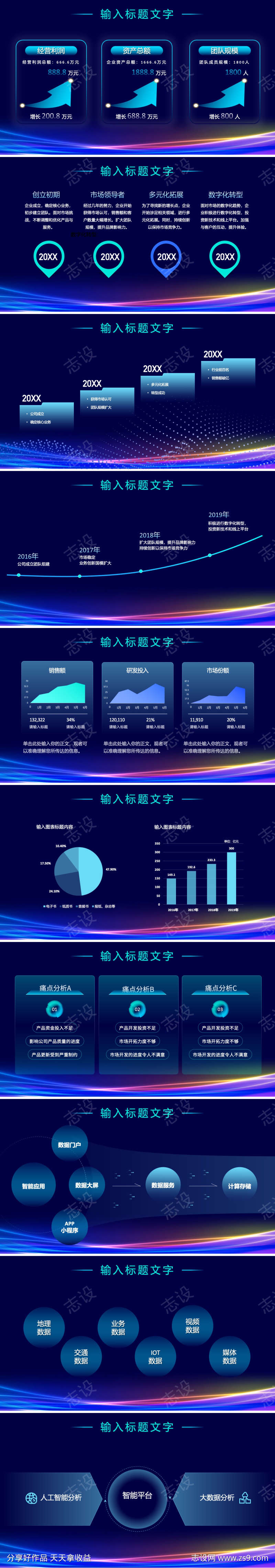 科技风通用图表PPT排版素材