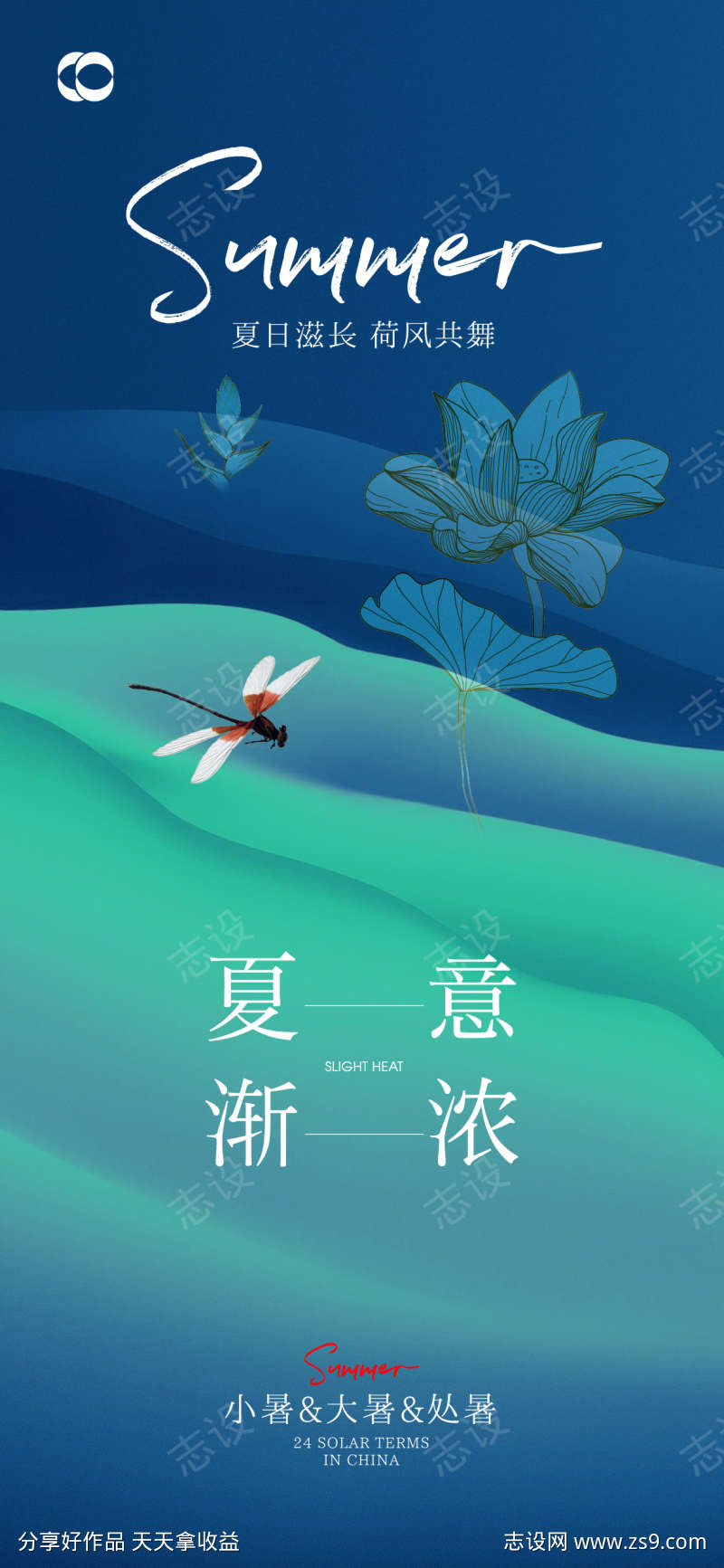 小暑大暑处暑节气海报