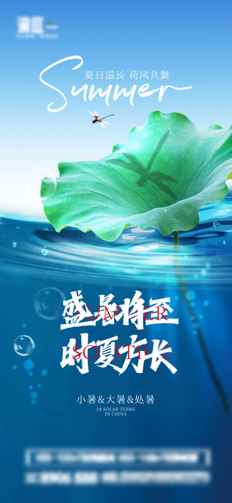 小暑大暑处暑节气海报_源文件下载_1182X2560像素-炎热,大暑,小暑,处暑,夏天,蜻蜓,荷叶-作品编号:2024040109462011-素材库-www.sucai1.cn