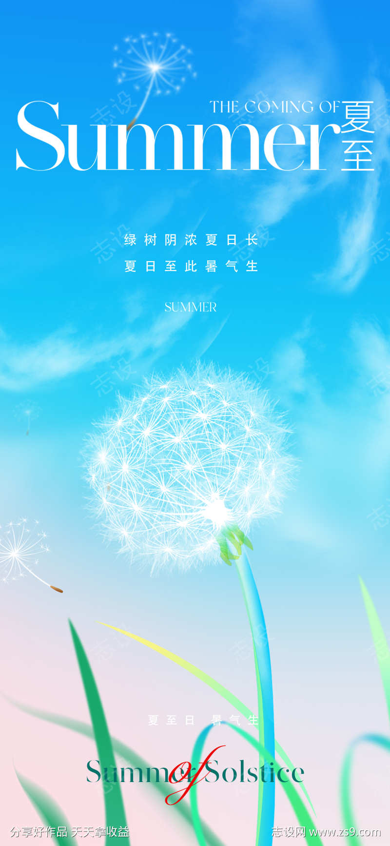 地产美业夏至节气海报