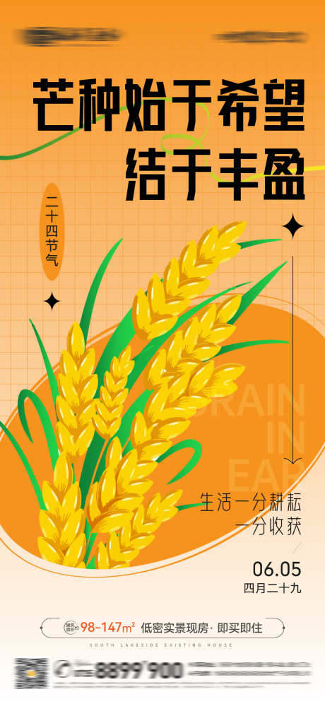 芒种节气麦穗插画微信海报_源文件下载_AI格式_1125X2436像素-芒种,二十四节气,网格,叶子,海报,微信,插画,麦穗,节气-作品编号:2024053123183849-素材库-www.sucai1.cn