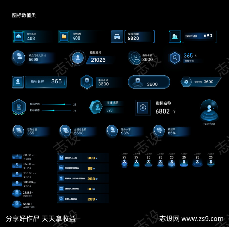 大屏可视化图标sketch源文件