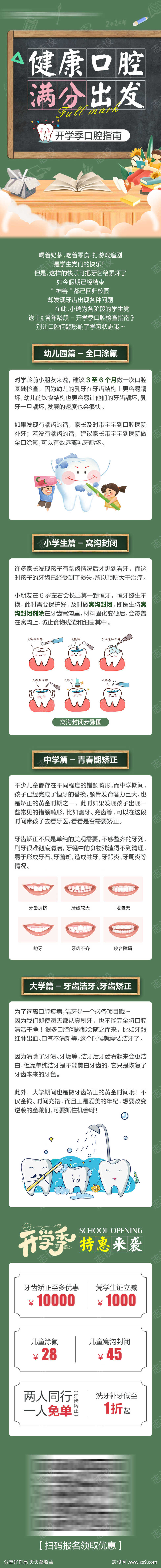 开学季各年龄段口腔指南公众号长图